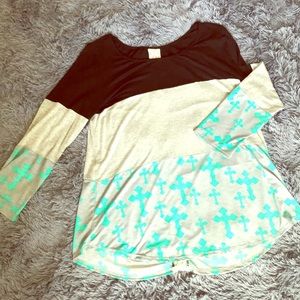 Long sleeve top with lace detail on back